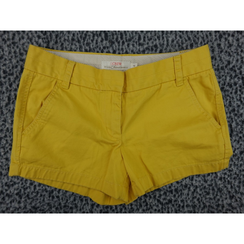 J.Crew Chino Broken-In Shorts Womens 4 Yellow Low Rise 100% Cotton Casual 7892